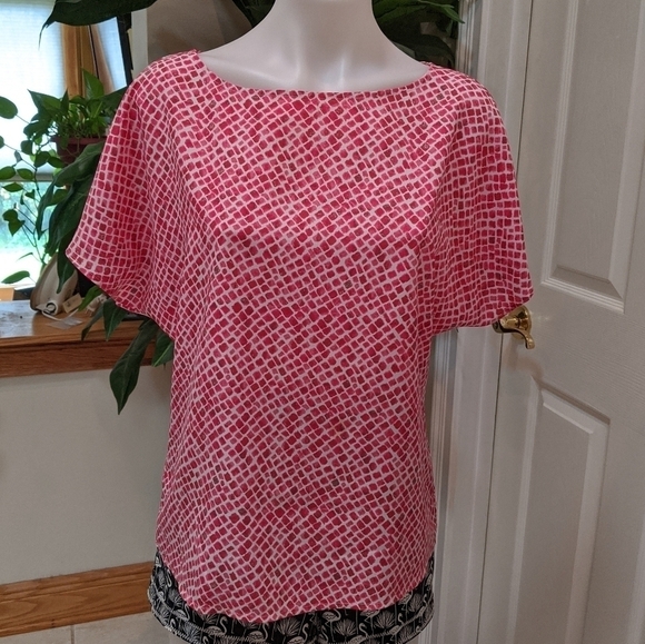 Loft Women's Size Small Pink Snake Print Blouse Batwing Sleeves - Picture 1 of 7
